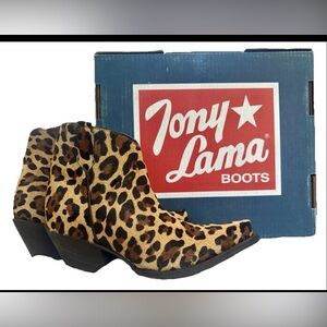 Tony Lama Leopard Boot Bootie Cowgirl Western Anahi Wildcat Hair Size 6 Cheetah